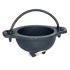 NEW Cast Iron CAULDRON + Handle Incense Burning Smudging Pot Candle Holder NWII